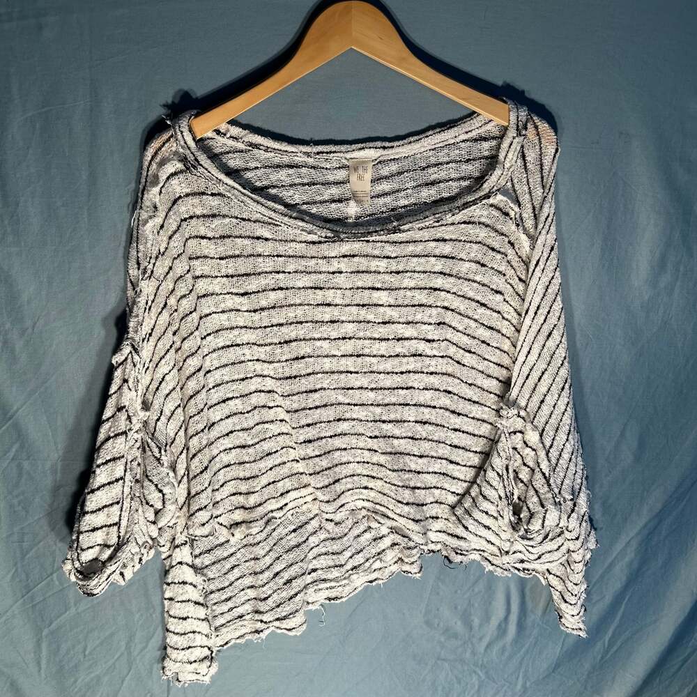 Free People Striped Black and White Cropped Knit Top